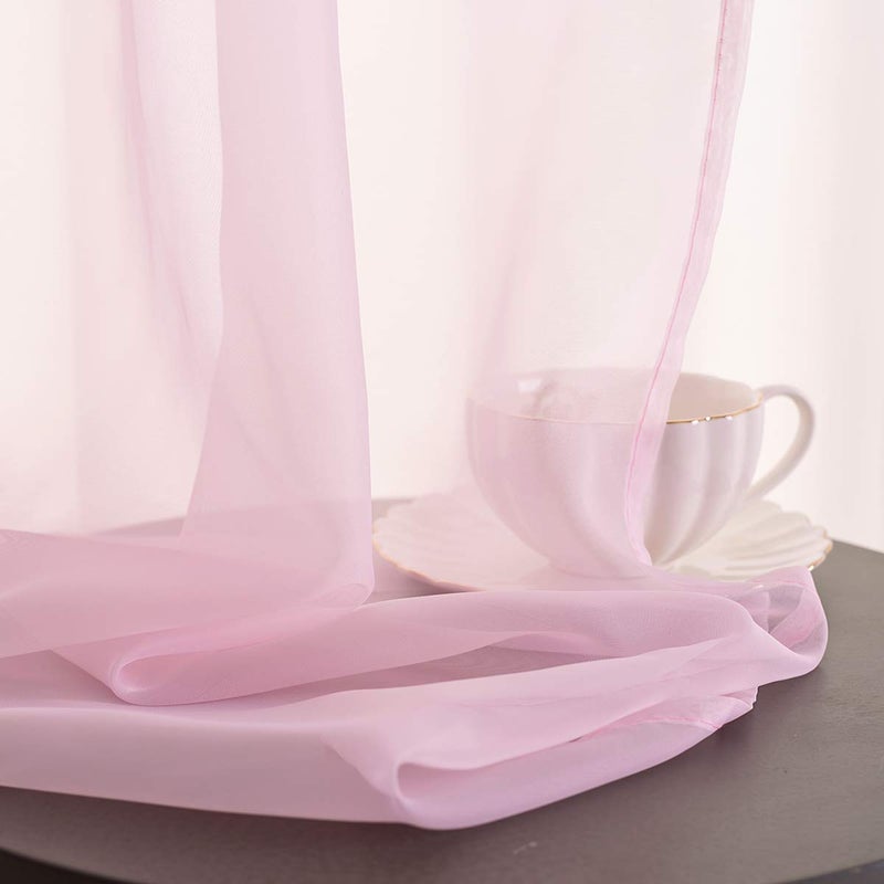 TOAVA DECO Christmas Christmas Pink Sheer Voile Curtains Translucent Solid Color Window Treatment 84 Inches Long Panels Rod Pocket Baby Pink Sheers for Bedroom Girls 2 Panels Set 52x84 - Image 5
